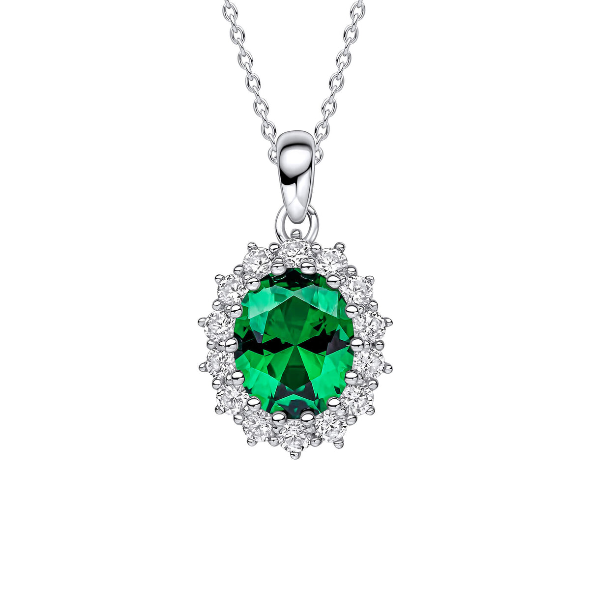 Diamonfire Anhänger mit ovalem Stein und Umrandung
