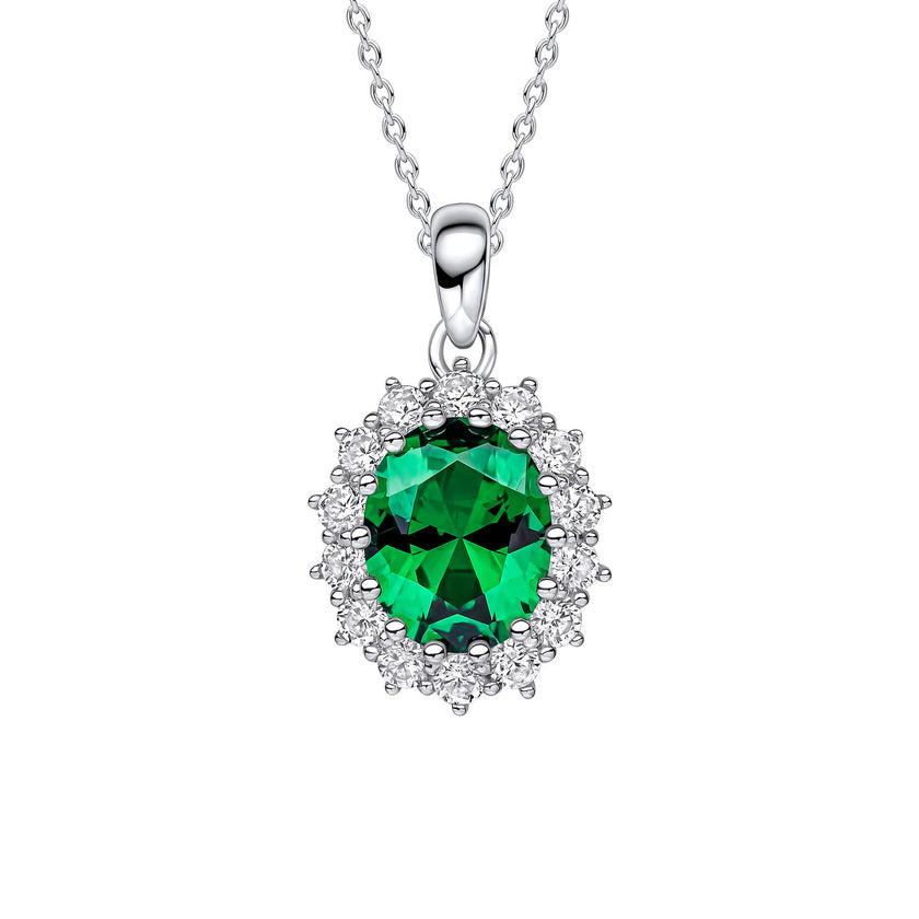 Diamonfire Anhänger mit ovalem Stein und Umrandung