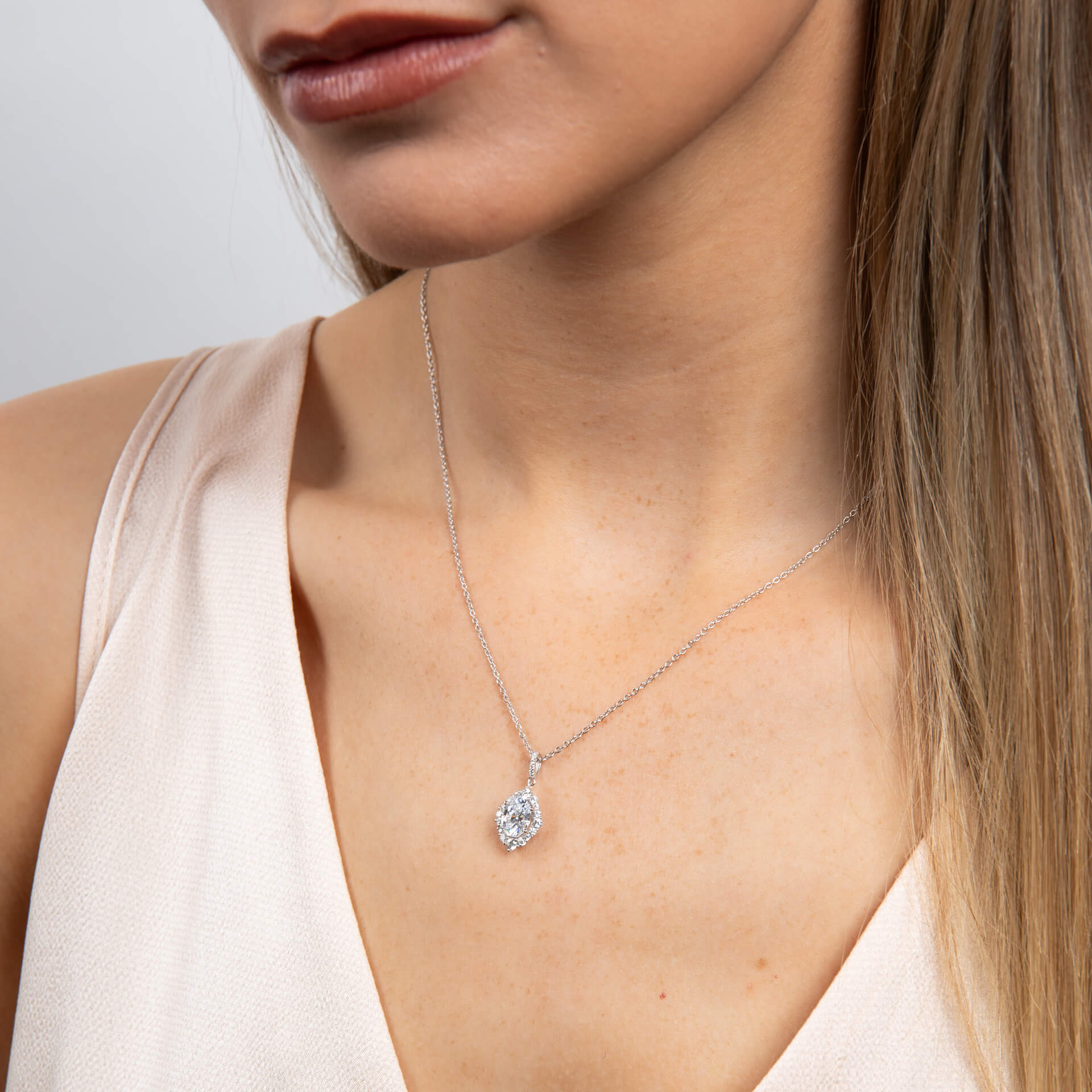 Diamonfire Oval Cluster Pendant