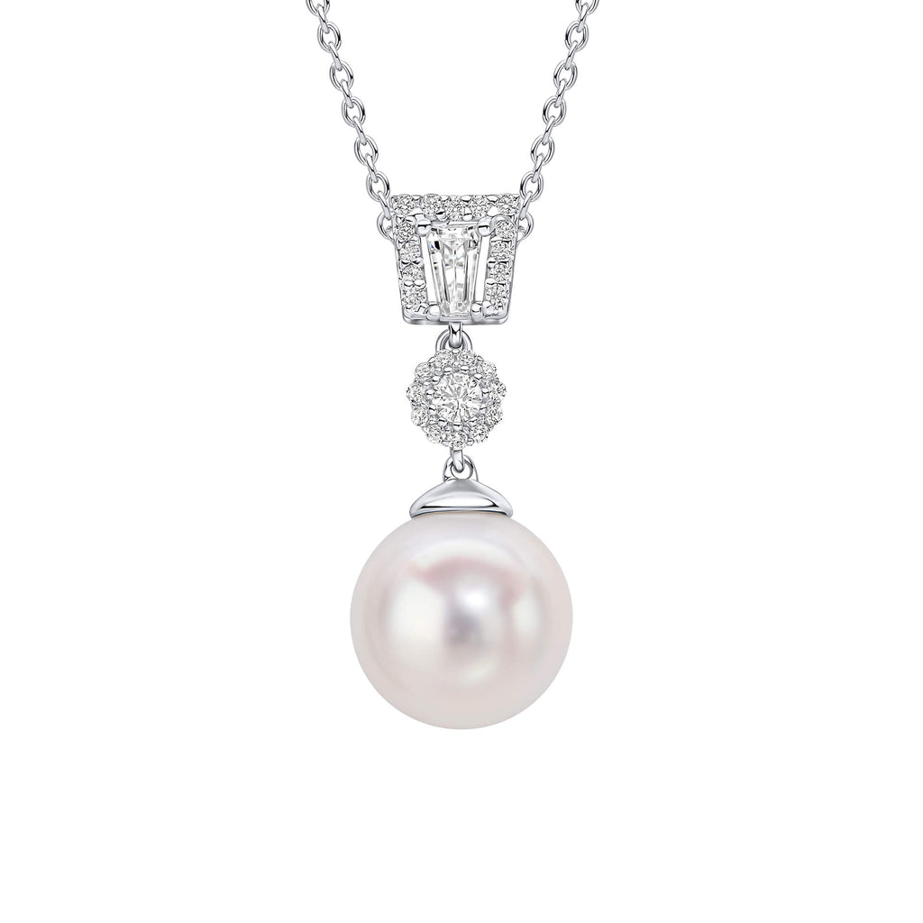 Diamonfire Zirconia and Shell Pearl Drop Pendant