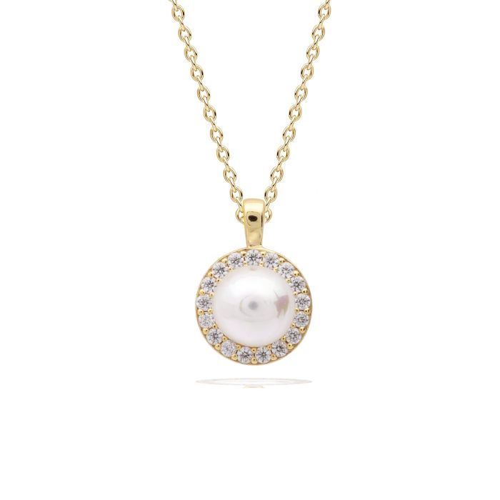 Diamonfire Muschelkernperlen- und Zirkonia-Halo-Anhänger