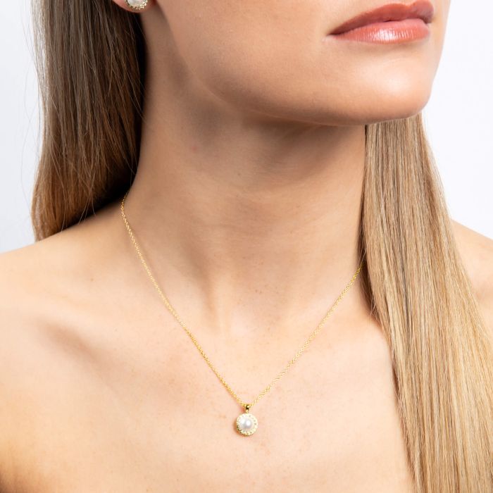 Diamonfire Muschelkernperlen- und Zirkonia-Halo-Anhänger