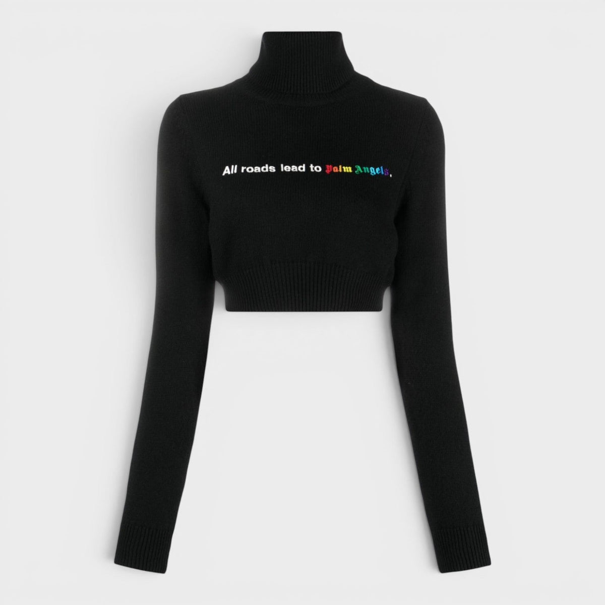 All Roads Cropped Turtleneck Jumper Black