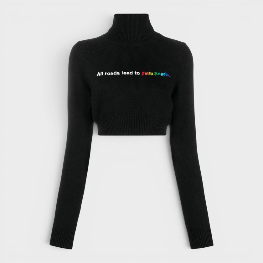 All Roads Cropped Turtleneck Jumper Black