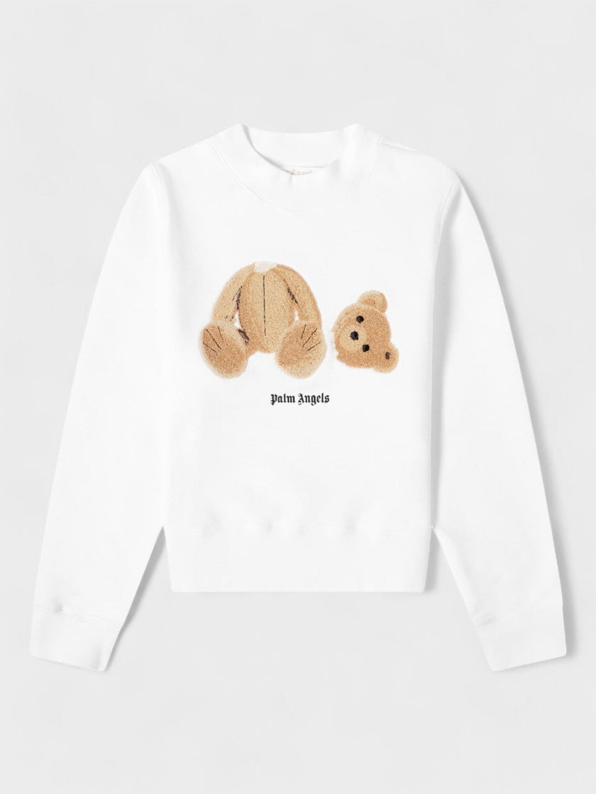 Bear Fitted Crewneck White