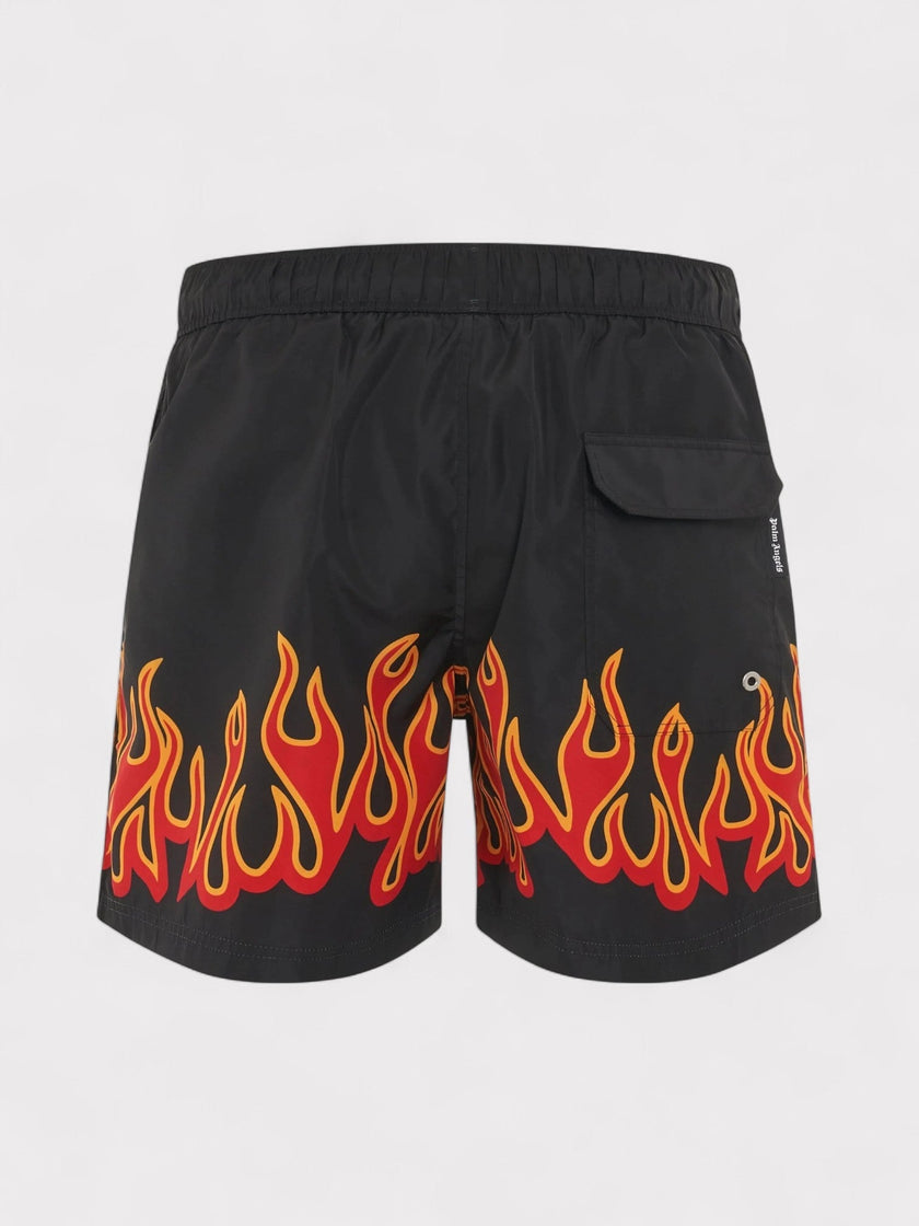 Burning Flames Print Swimshort Black