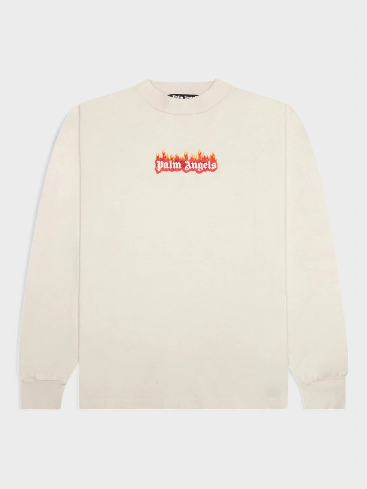 Palm Angels Burning Logo Classic Long Sleeve Shirt White