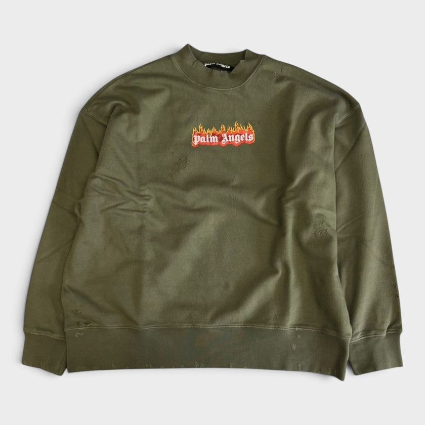 Burning Logo Sweatshirt Military Green
