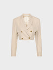 Buttons Cropped Blazer Beige