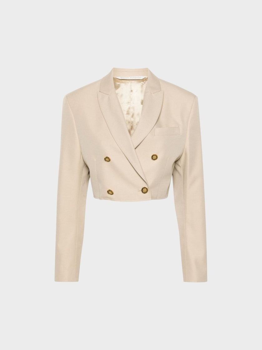 Buttons Cropped Blazer Beige
