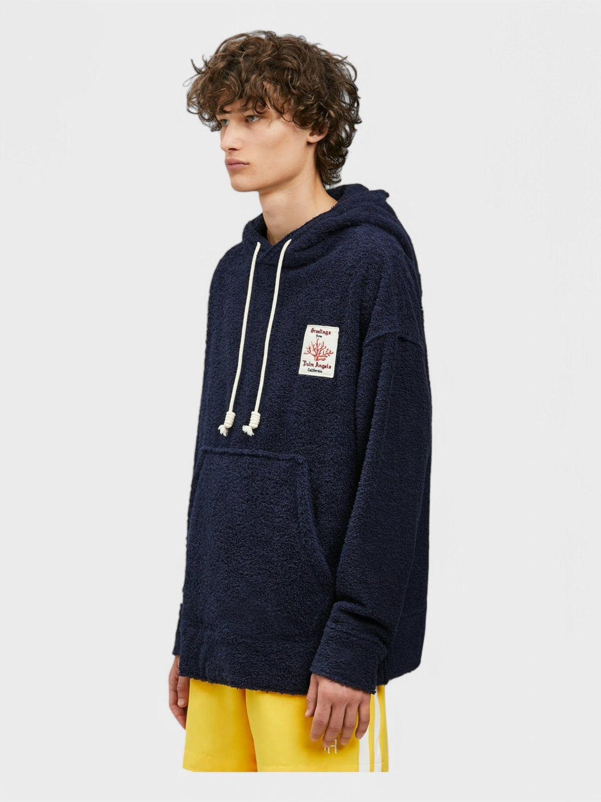 Palm Angels Coral Terry Oversized Hoodie Navy
