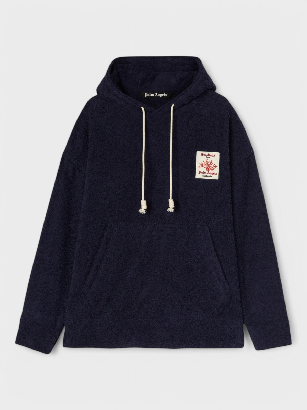 Palm Angels Coral Terry Oversized Hoodie Navy