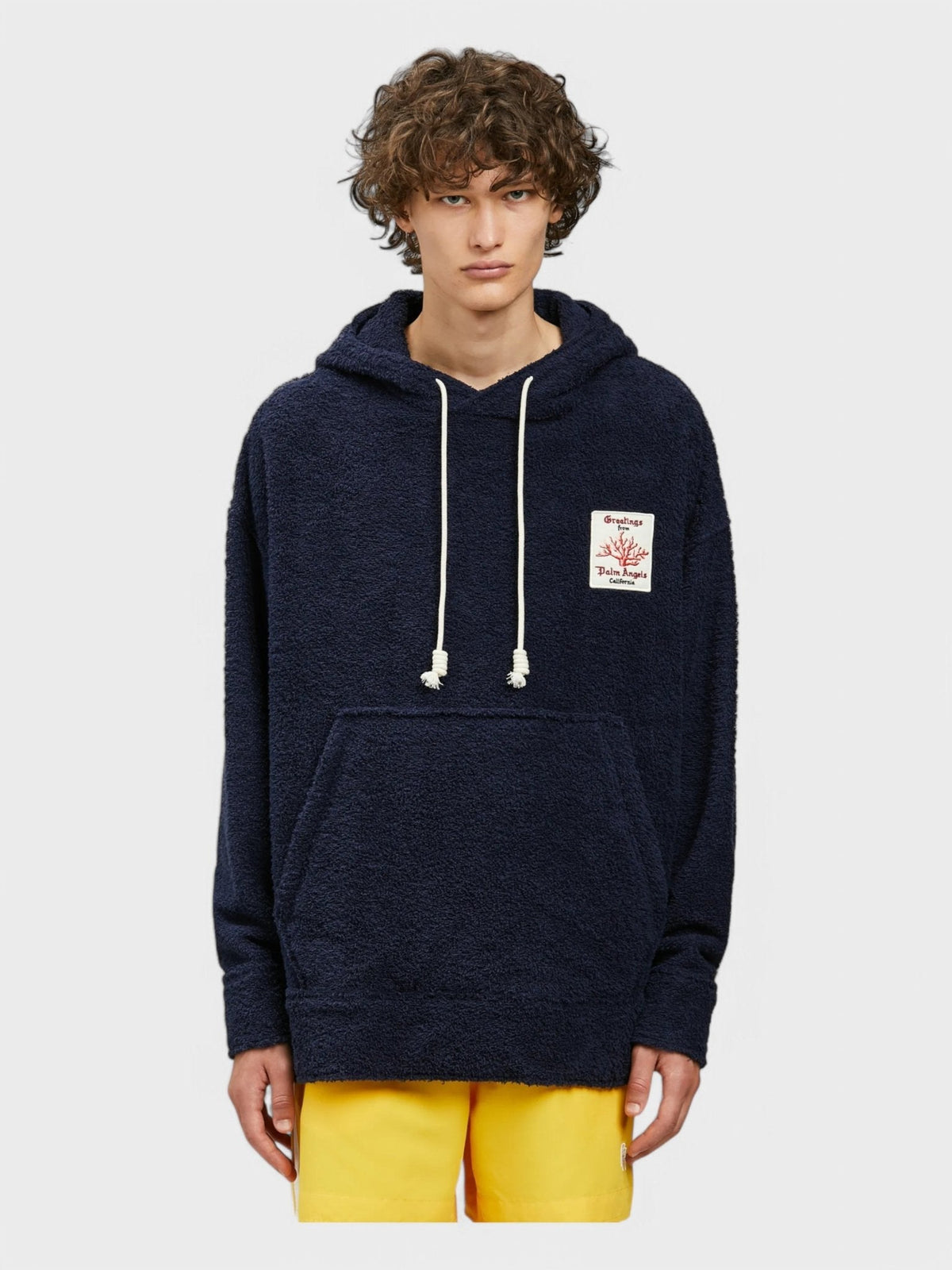 Palm Angels Coral Terry Oversized Hoodie Navy