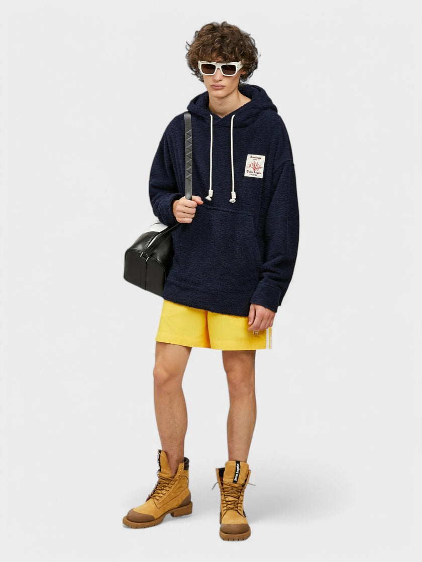 Palm Angels Coral Terry Oversized Hoodie Navy