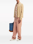 Palm Angels Curved Logo Cardigan Beige