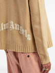 Palm Angels Curved Logo Cardigan Beige