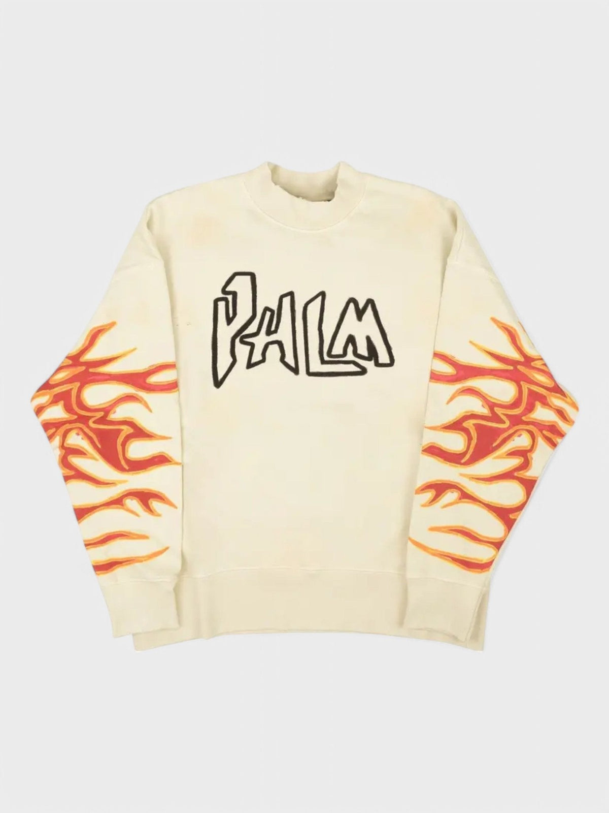 Palm Angels Garment Dye Palm Graffiti Flames Sweatshirt Off White/Black