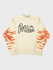 Palm Angels Garment Dye Palm Graffiti Flames Sweatshirt Off White/Black