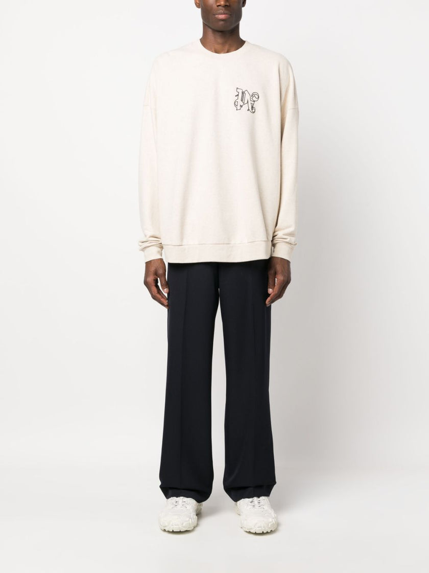 Palm Angels  Linen Crewneck Beige Black