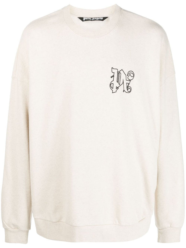 Palm Angels  Linen Crewneck Beige Black