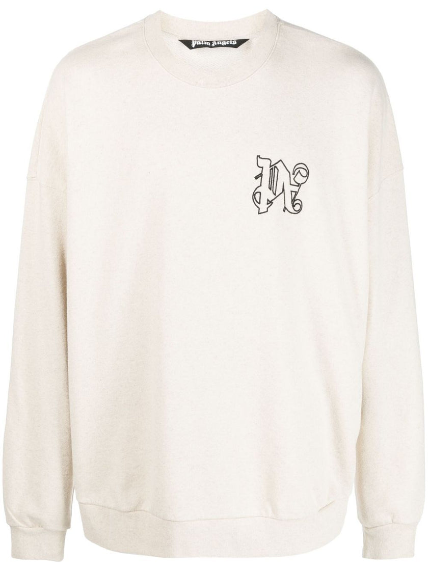 Palm Angels  Linen Crewneck Beige Black