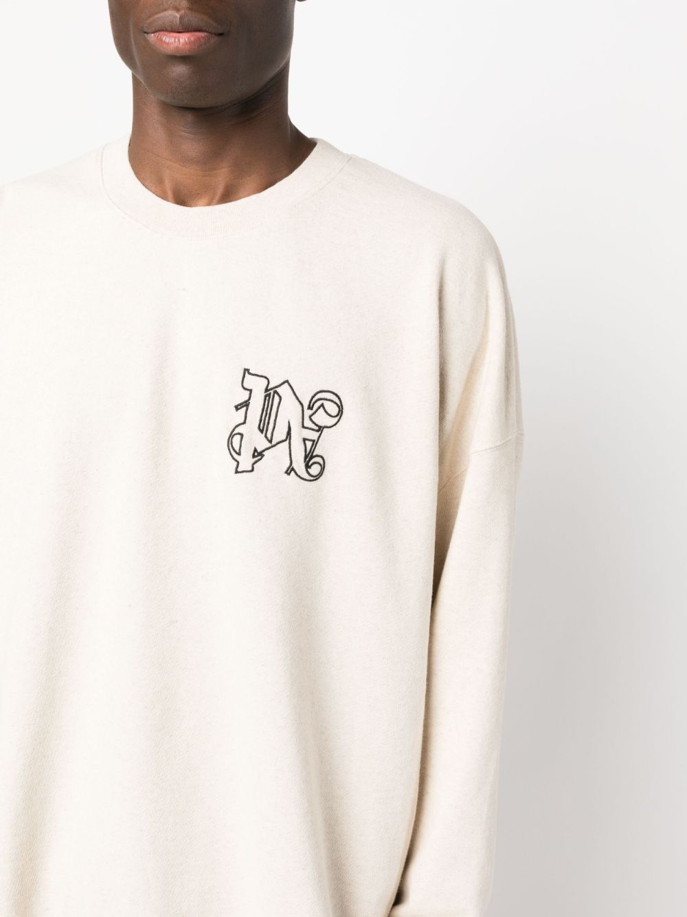 Palm Angels  Linen Crewneck Beige Black