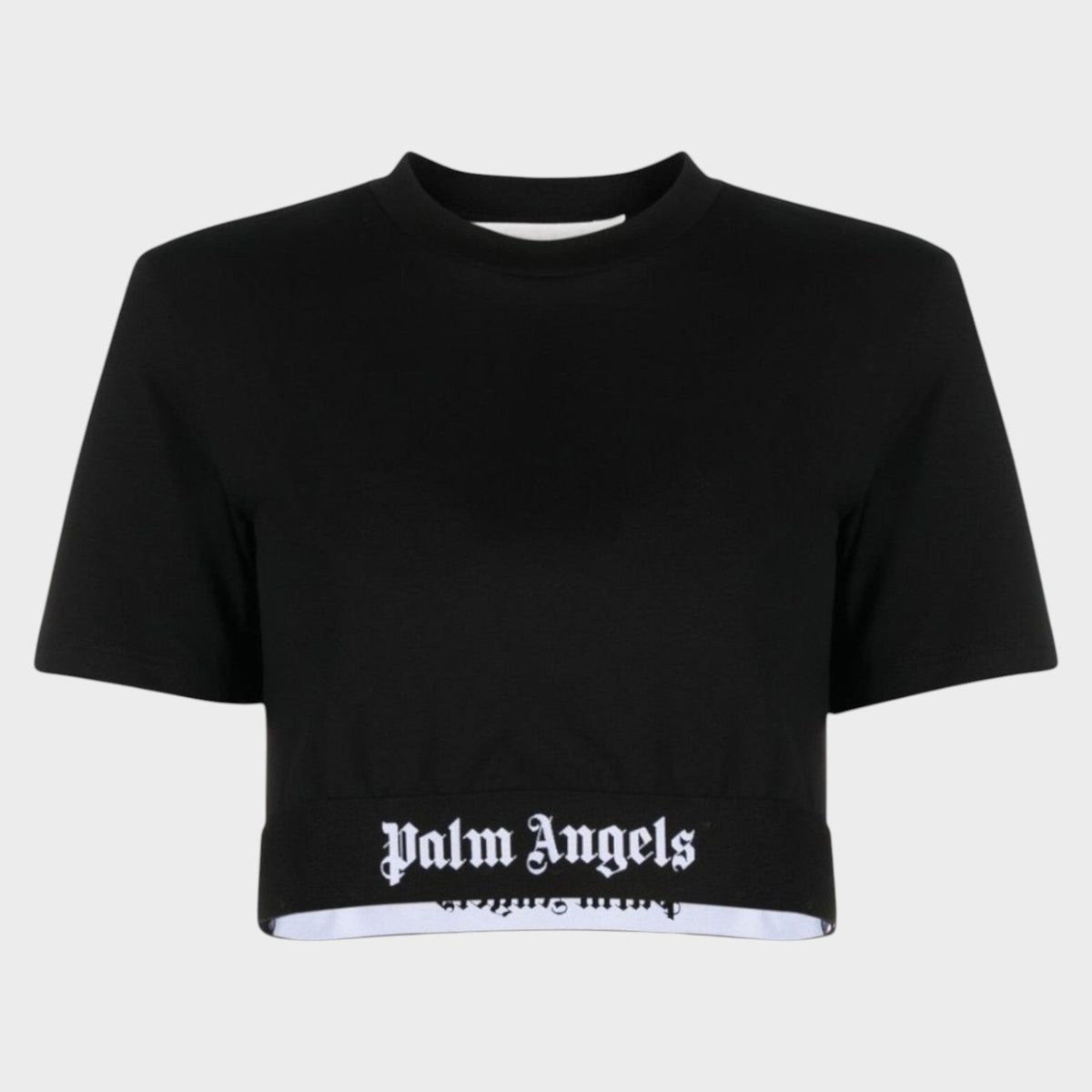 Logo Tape Cropped Tee Black White