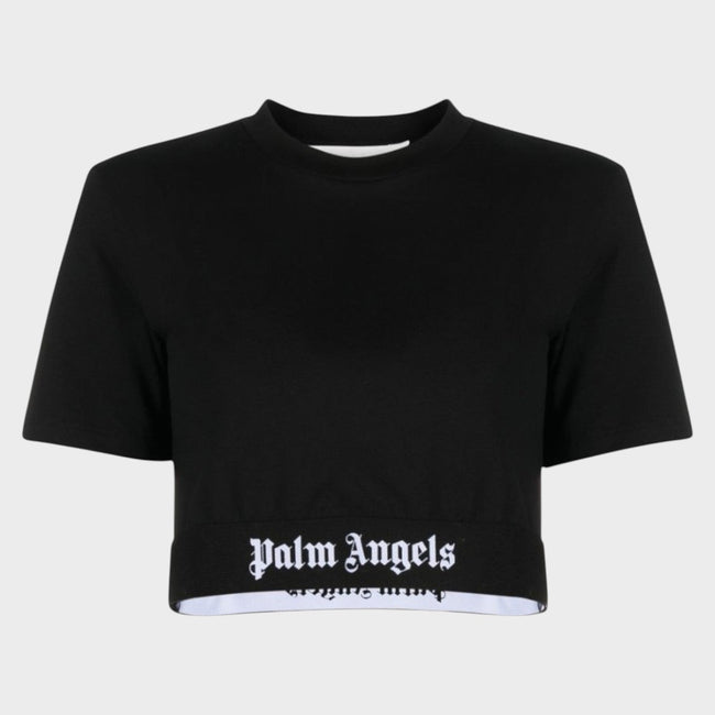 Logo Tape Cropped Tee Black White
