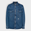 Oversized Monogram Denim Shirt Blue