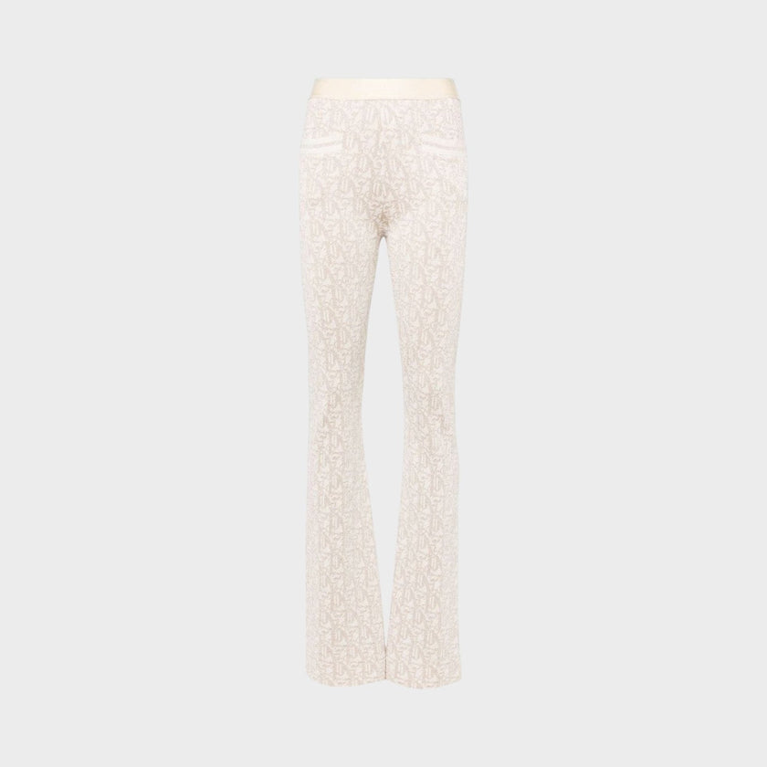 Monogram Jacquard Knitted Trousers Beige
