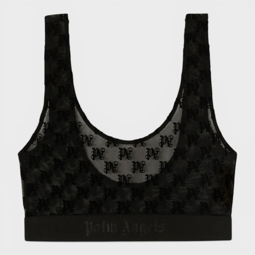 Palm Angels Monogram Lace Bra Black