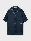 Monogram Satin Bowling Shirt Blue
