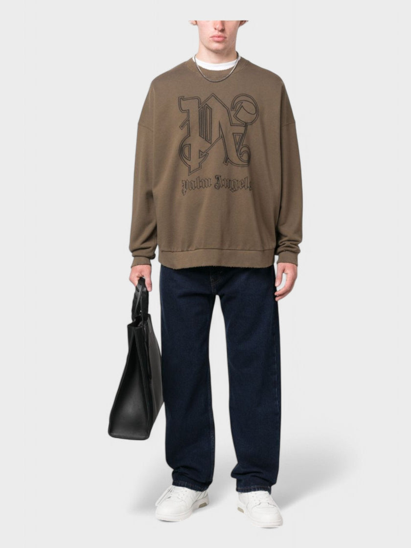 Monogram Statement Crew Loose Fit Brown