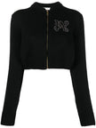 Palm Angels Monogram Studded Zip Sweater Black