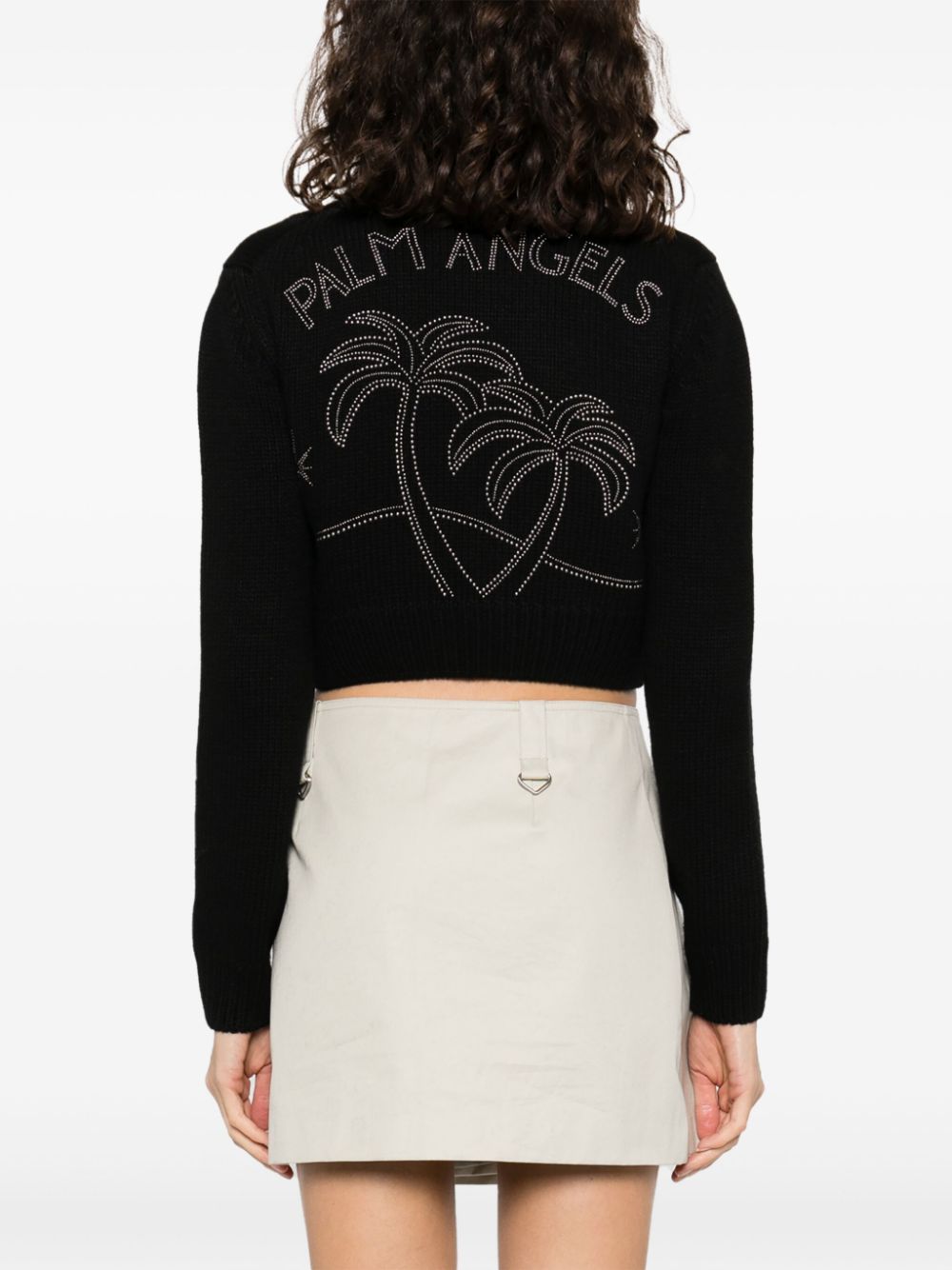 Palm Angels Monogram Studded Zip Sweater Black