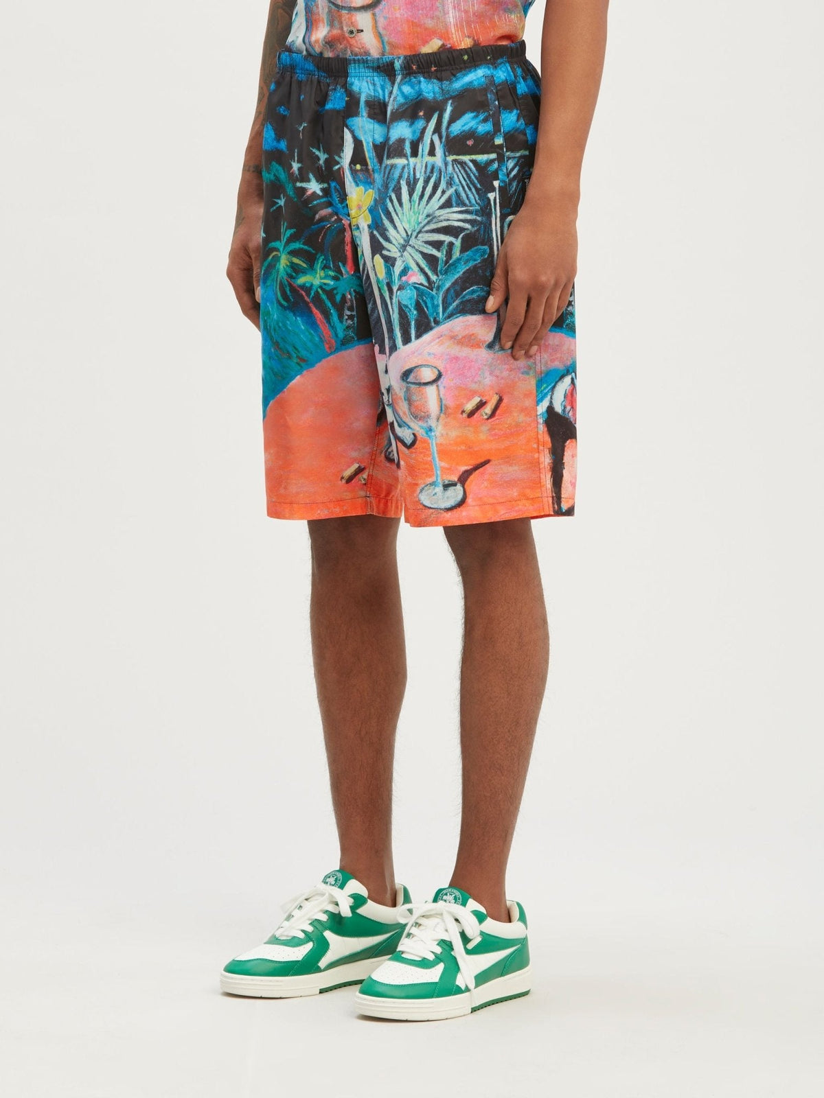 Palm Angels Oil On Canvas Long Swimshorts Multi