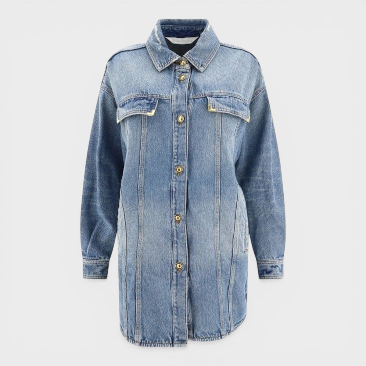 Washed Logo Denim Overshirt Blue
