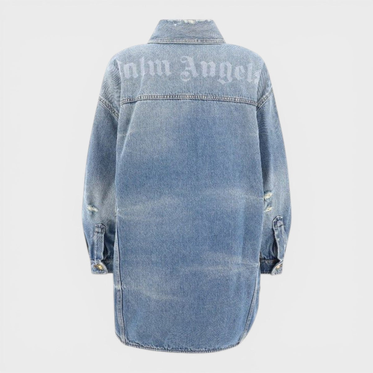 Washed Logo Denim Overshirt Blue