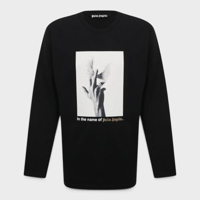 Wings Loose Tee Long Sleeve Black