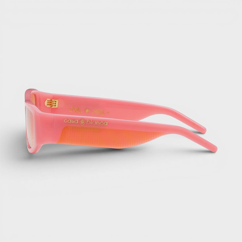 Rectangular Comb Acetate Sunglasses Pink Orange