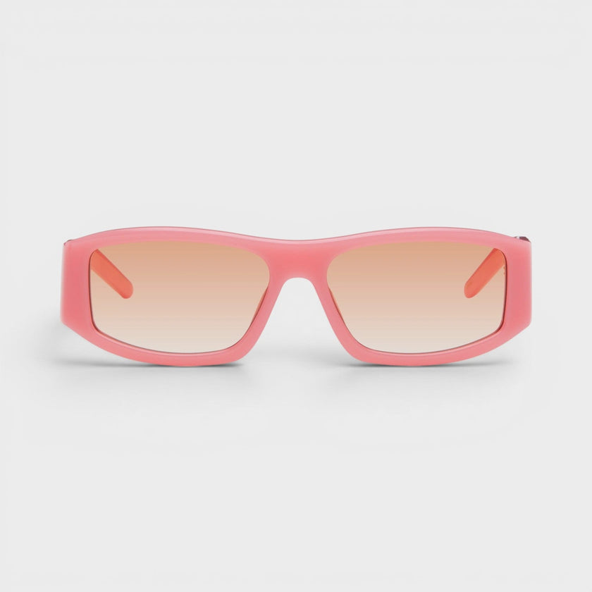 Rectangular Comb Acetate Sunglasses Pink Orange