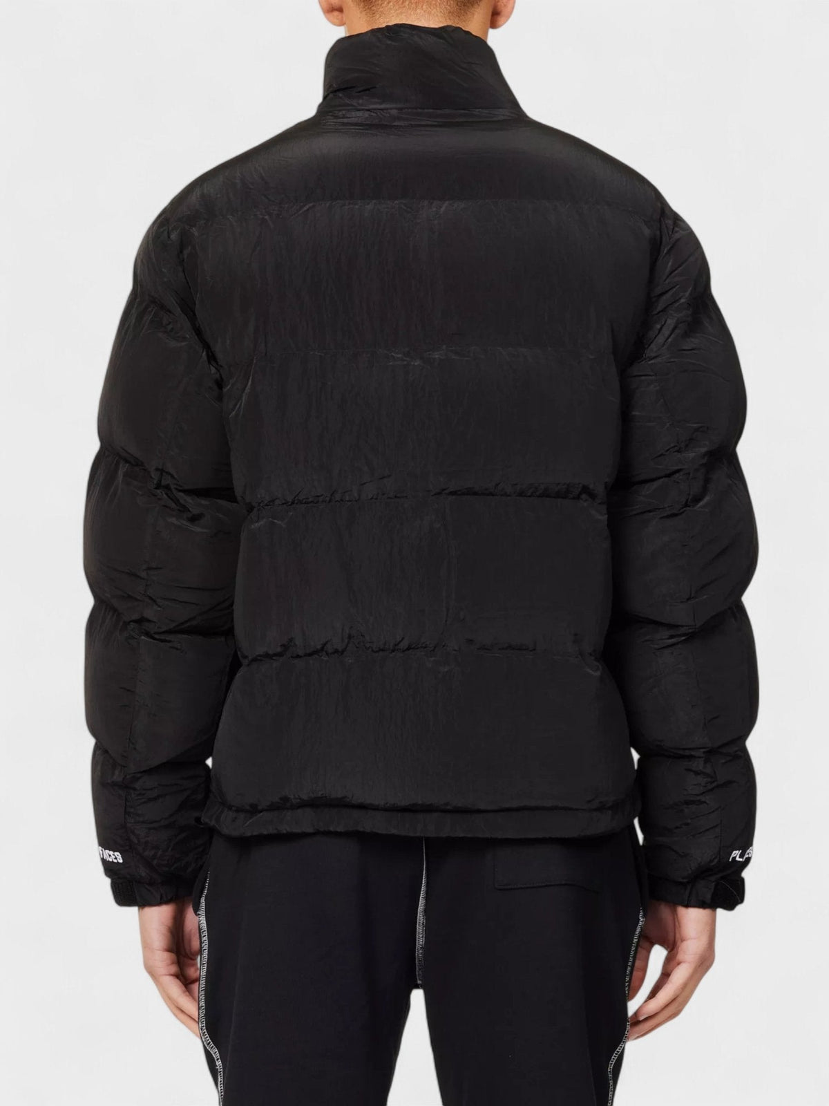 Places + Faces High Neck Woven Blend Down Puffer Black