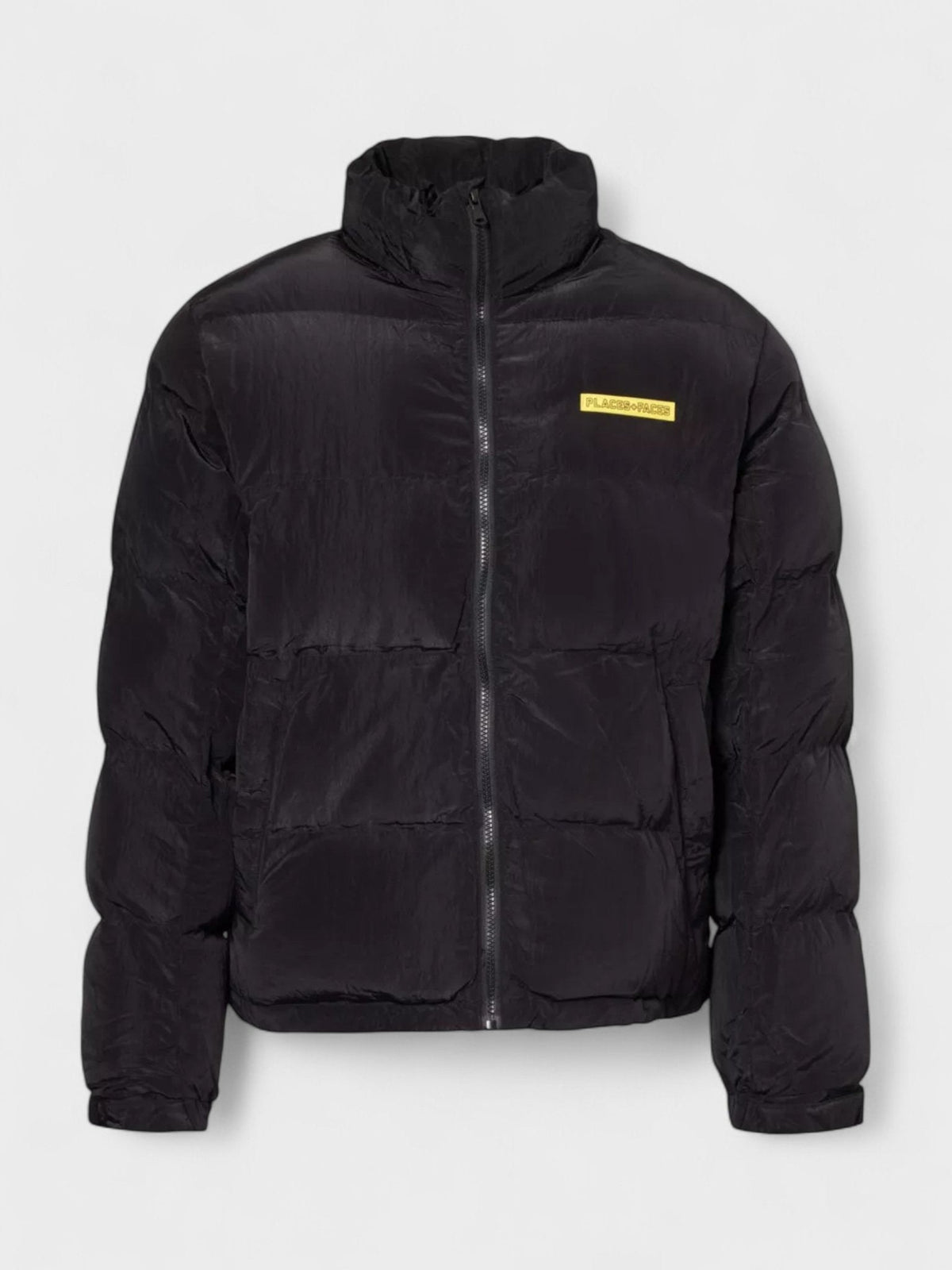 Places + Faces High Neck Woven Blend Down Puffer Black