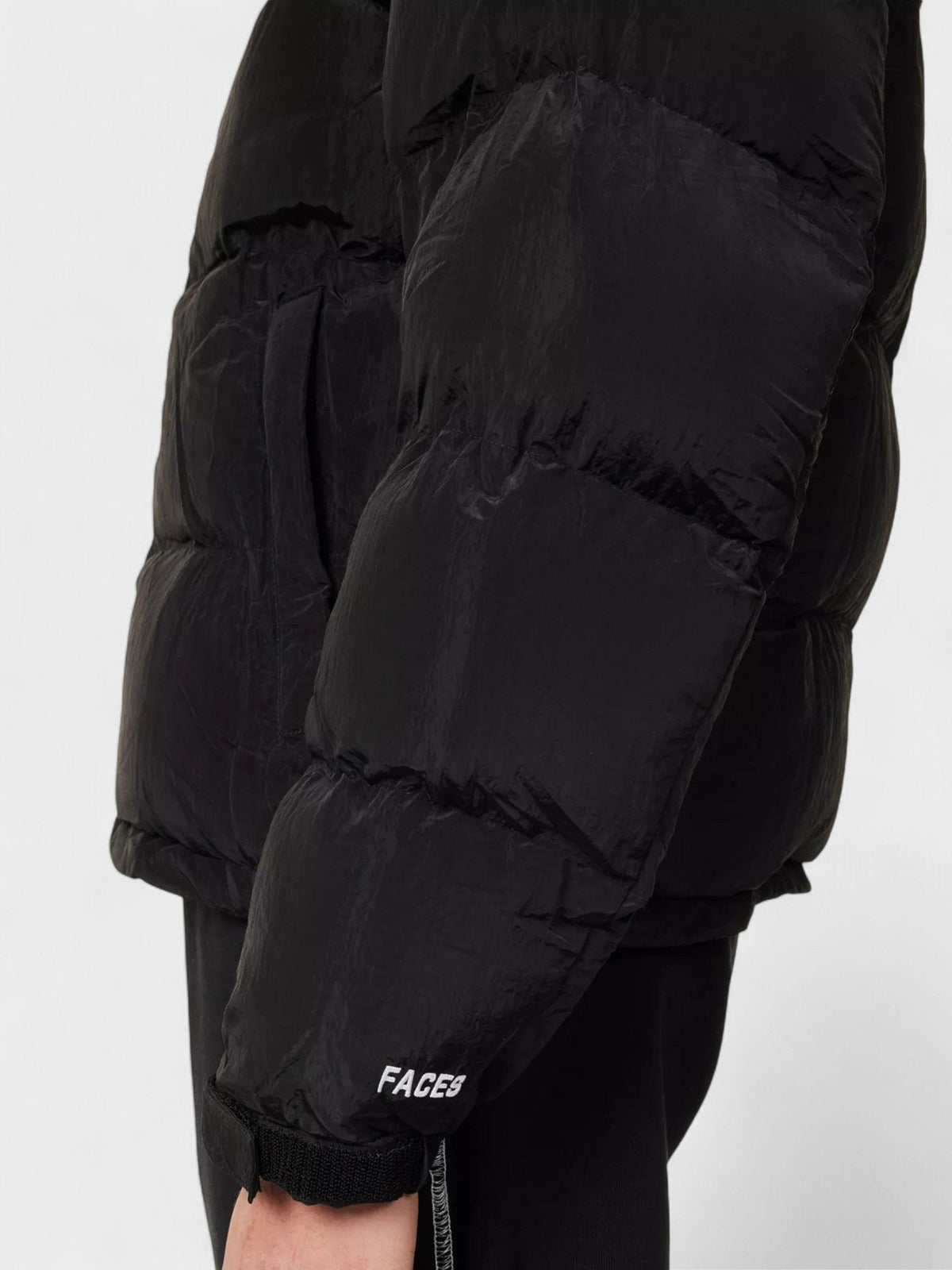 Places + Faces High Neck Woven Blend Down Puffer Black