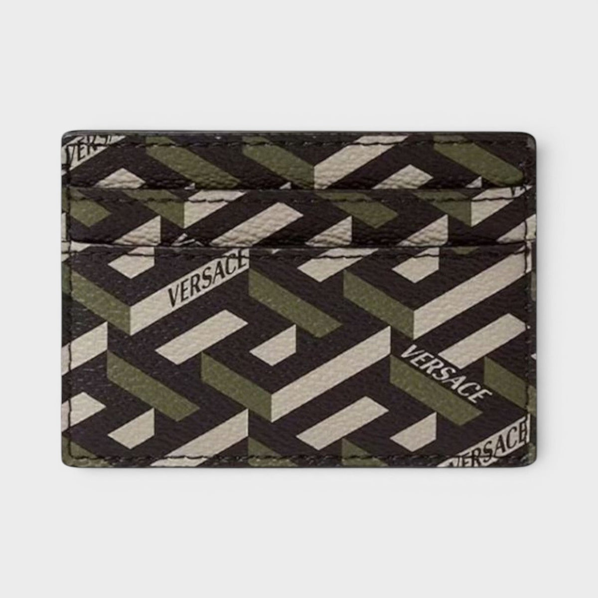 La Greca Signature Card Case Black Kakhi