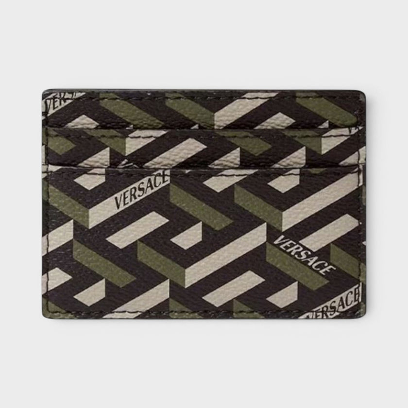 La Greca Signature Card Case Black Kakhi