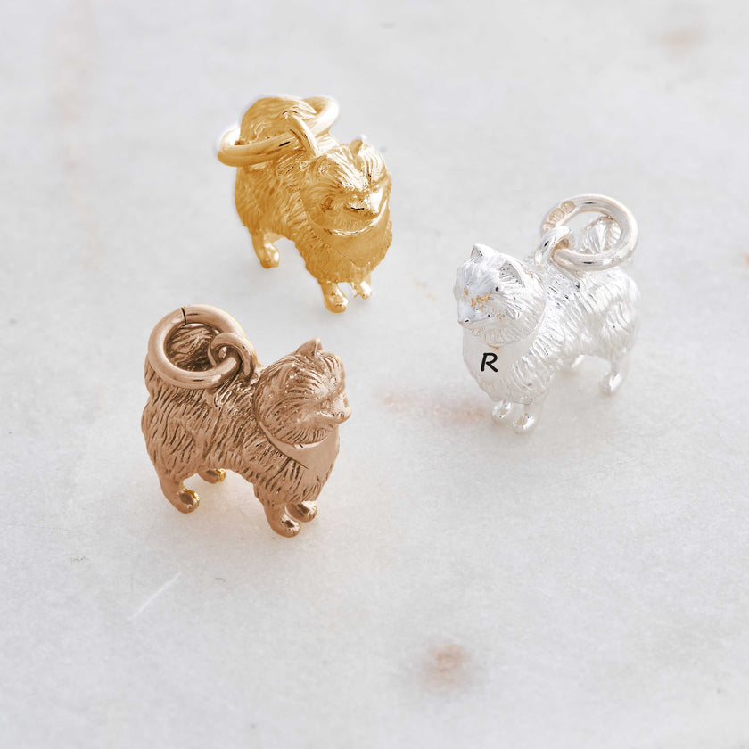 Pomeranian Silver Dog Charm