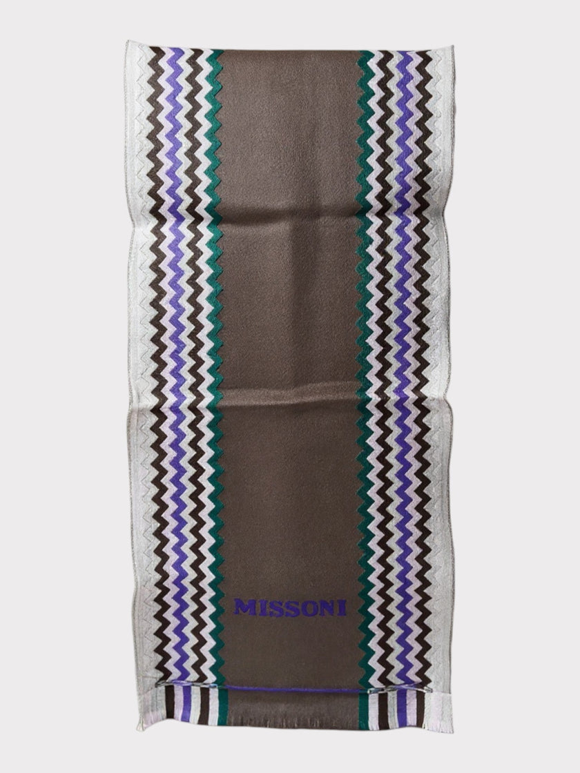 Missoni ZigZag Logo Scarf Grey Purple