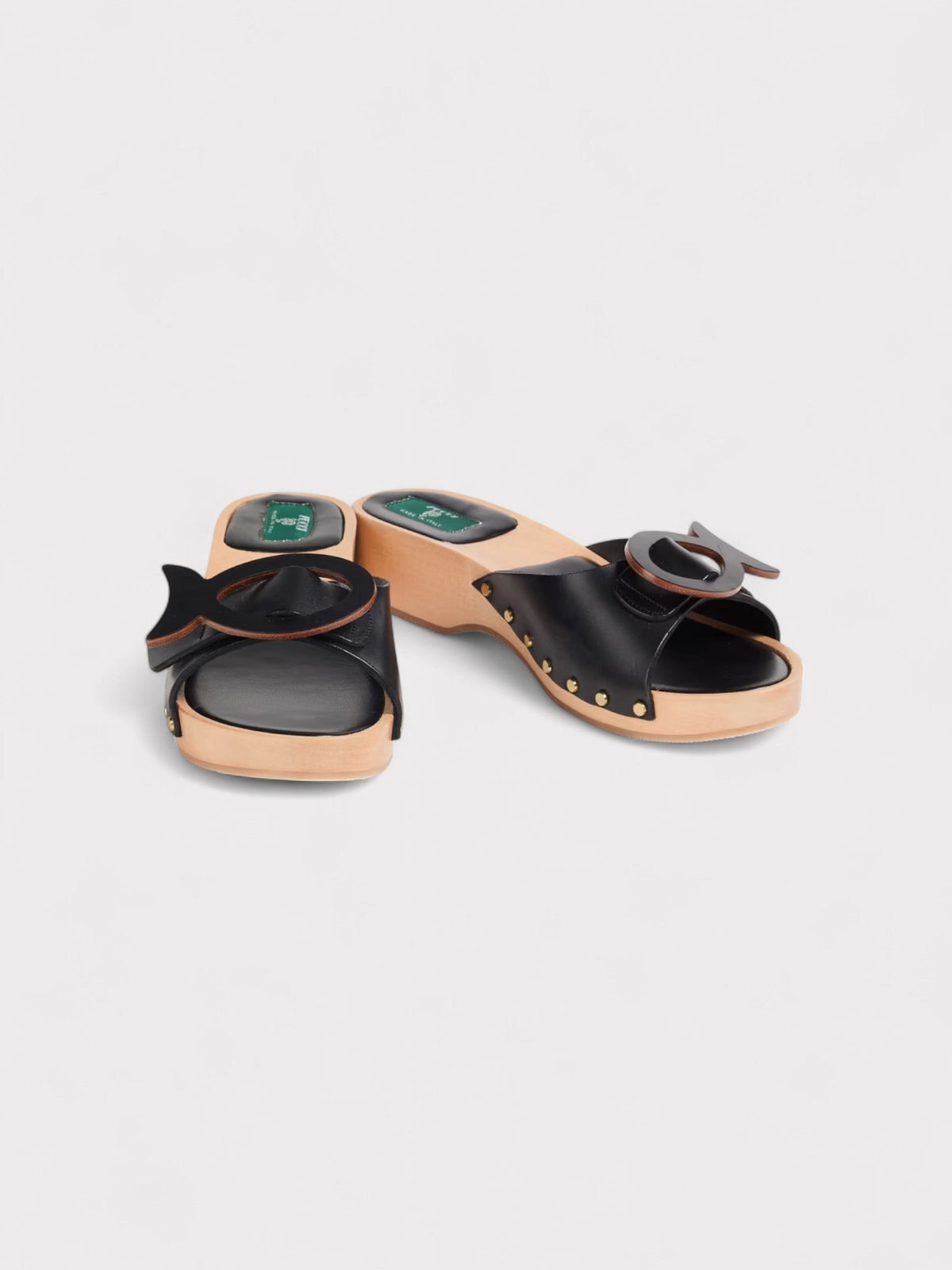 Pucci Appliquéd Leather Clog Sandals Black