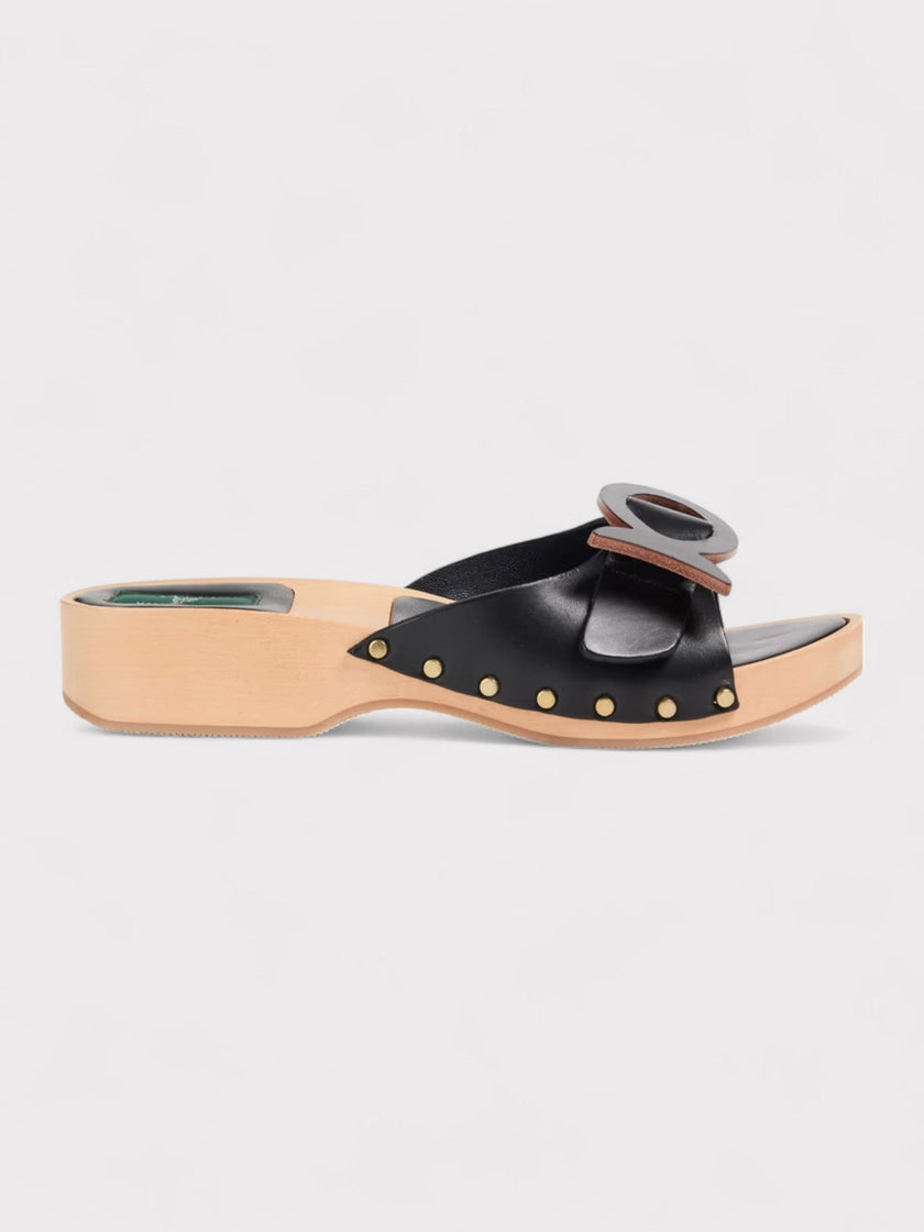 Pucci Appliquéd Leather Clog Sandals Black